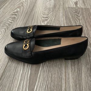 Salvatore Ferragamo Navy lizard flats